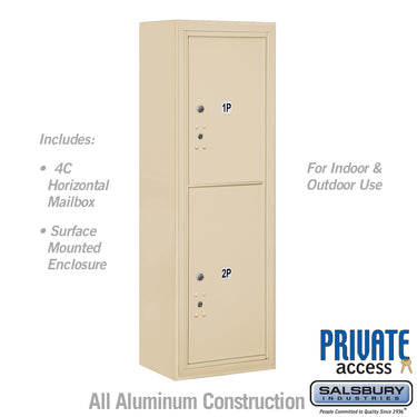11 Door High Surface Mounted 4C Horizontal Parcel Locker with 2 Parcel Lockers in Sandstone with Private Access